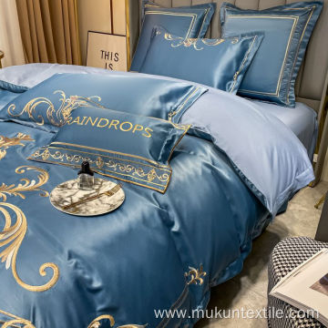 Super Deluxe blue embroidery four piece set